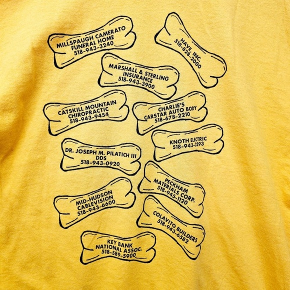 Vintage Heavy Cotton T Shirt Mens M Yellow TAIL WAGGIN WALK Tee‎ Dog Animal Y2K - Picture 8 of 10